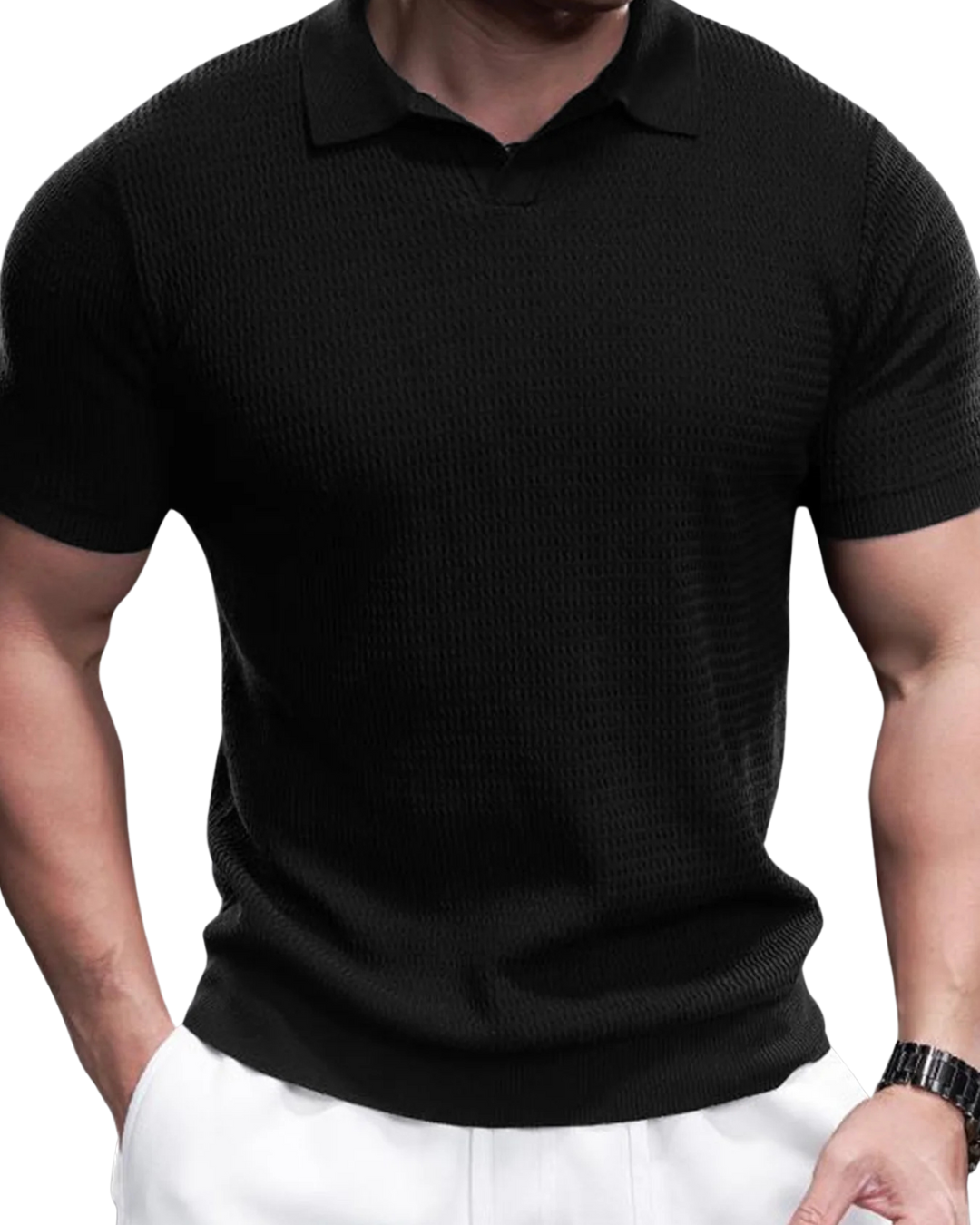Polo de Punto para Hombre con Tejido Jacquard Estilo Moderno y Confort Superior