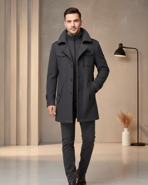 Abrigo de lana de corte medio para hombre®