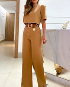 Conjunto Elegante con Top Corto y Pantalón de Pierna Ancha para Mujer®