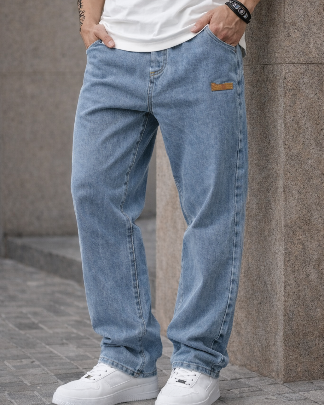 Vaqueros de Corte Holgado con Cintura Ajustable para Hombre