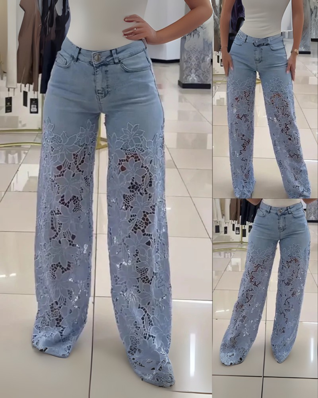 Vaqueros para mujer con encaje floral®