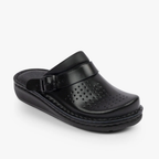 Zuecos Barcelona de Cuero Natural Negro